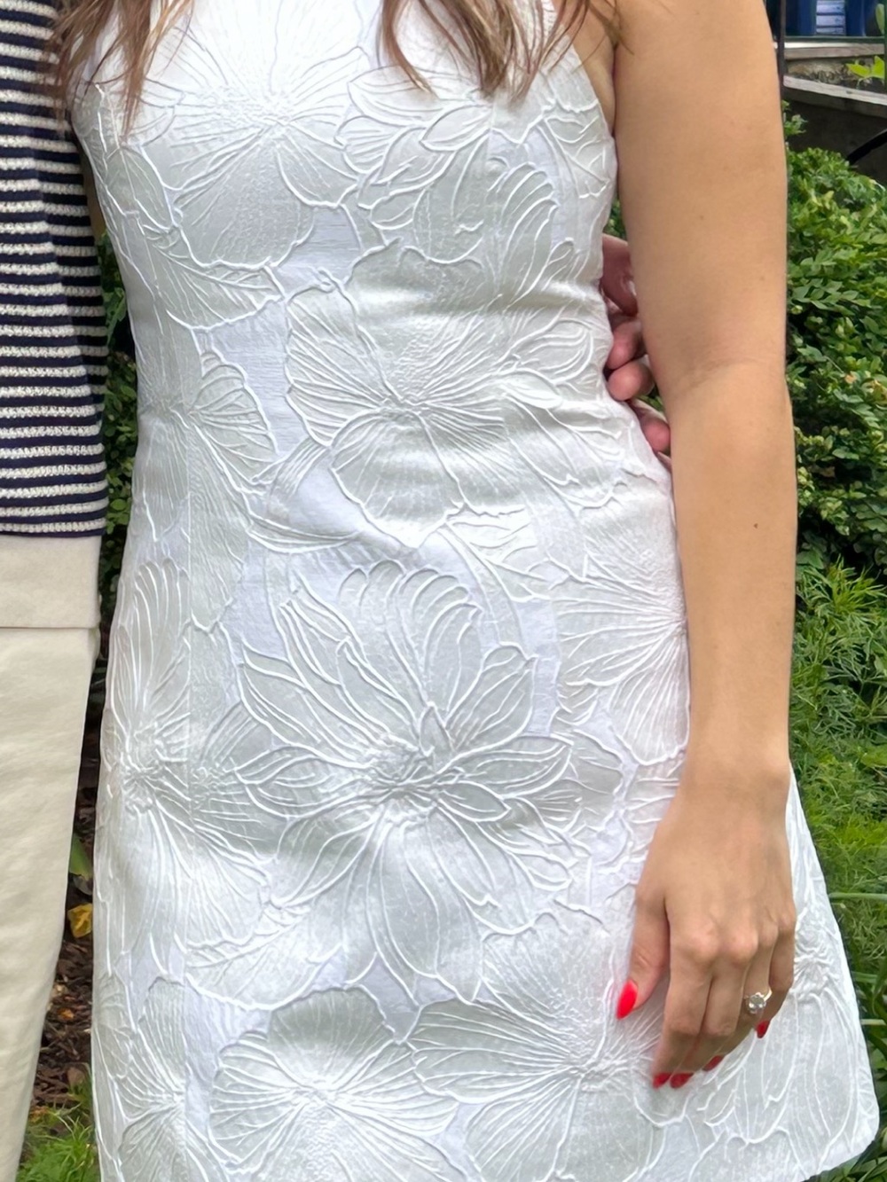 Alice & Olivia White Floral Embossed Sheath Dress